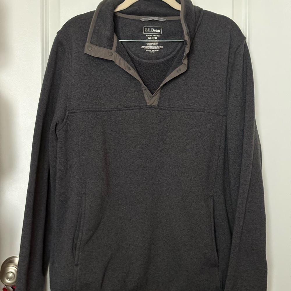 L.L. Bean Men's Charcoal Quarter Button-Up Sweater